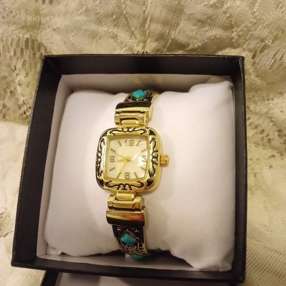 NEW W/ BOX Unisex Pavana Wrist Watch with Turquoise Stones - Picture 1 of 8